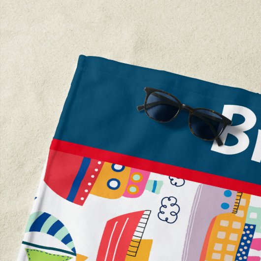 Kinder Mit Monogramm Boote Strandtuch (Beispiel)