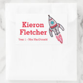 Kinder mit Namen ID-Raketenaufkleber Rechteckiger Aufkleber (Tasche)