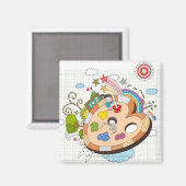 Kinder mit Pinsel Magnet (Vorderseite/Rückseite)