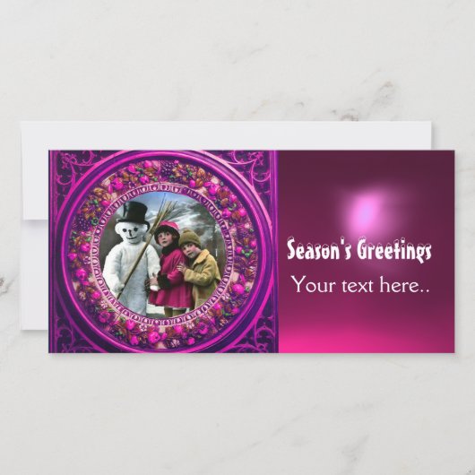 KINDER MIT SCHNEE, FOTOVORLAGE FEIERTAGSKARTE (Vorderseite)