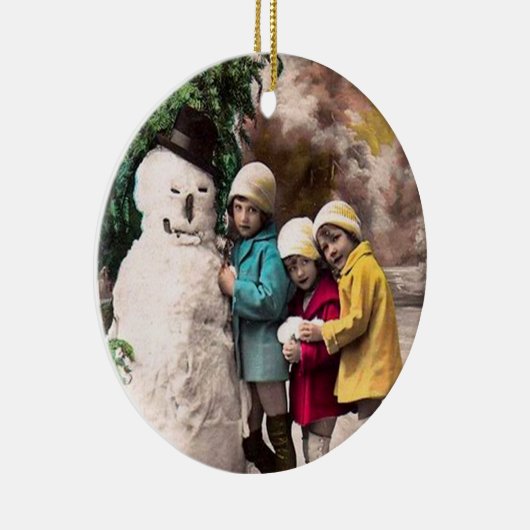 KINDER MIT SCHNEE KERAMIK ORNAMENT (Rechts)