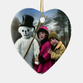 KINDER MIT SCHNEE KERAMIK ORNAMENT (Rechts)