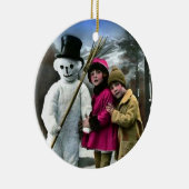 KINDER MIT SCHNEE KERAMIKORNAMENT (Rechts)