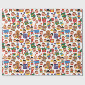 Kinder mit Spielzeug Geschenkpapier (Flach)