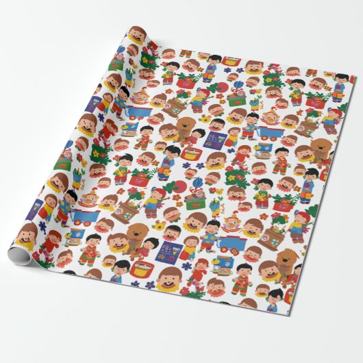 Kinder mit Spielzeug Geschenkpapier (Ungerollt)