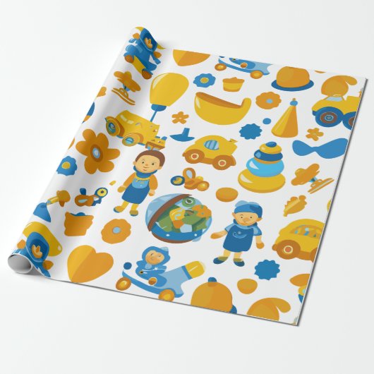 Kinder mit Spielzeug Geschenkpapier (Ungerollt)
