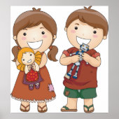 Kinder mit Spielzeug Poster (Vorne)