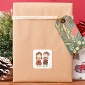 Kinder mit Spielzeug Quadratischer Aufkleber