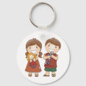 Kinder mit Spielzeug Schlüsselanhänger (Rückseite)