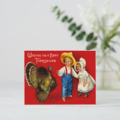 Kinder mit Truthahn Postkarte (Stehend Vorderseite)