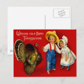 Kinder mit Truthahn Postkarte (Vorne/Hinten)