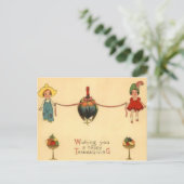 Kinder mit Truthahn Postkarte (Stehend Vorderseite)