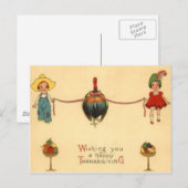 Kinder mit Truthahn Postkarte (Vorne/Hinten)