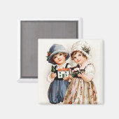 Kinder mit Vintagem Spielzeug Magnet (Vorderseite/Rückseite)