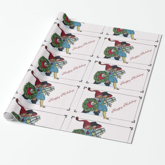 KINDER MIT WEIHNACHTSGESCHENKEN GESCHENKPAPIER (Ungerollt)