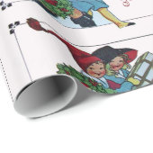 KINDER MIT WEIHNACHTSGESCHENKEN GESCHENKPAPIER (Rolleneckpunkt)