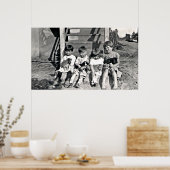 Kinder mit Welpen drucken Poster (Küche)