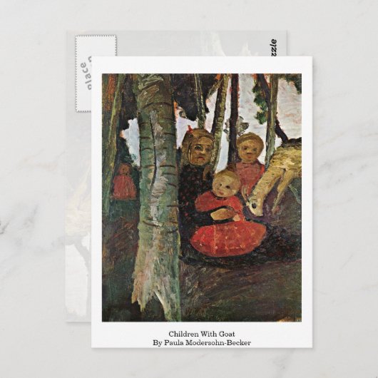 Kinder mit Ziege von Paula Modersohn Becker Postkarte (Vorne/Hinten)