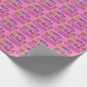Kinder Modern Happy Birthday Script Rainbow Fun Geschenkpapier (Ecke)