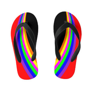 Kinder Moderne geometrische Regenbogenfarben Strei Kinderbadesandalen