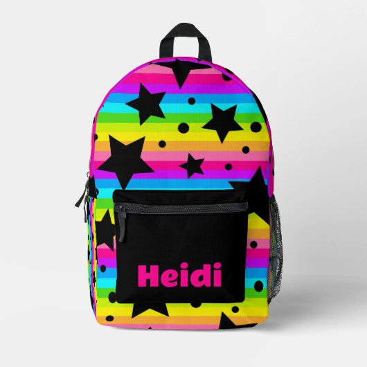 Kinder Moderne, hellrosa Regenbogenstars Bedruckter Rucksack (Vorderseite)