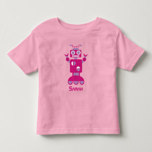Kinder Moderne rosa Lila Roboter Personalisierte M Kleinkind T-shirt