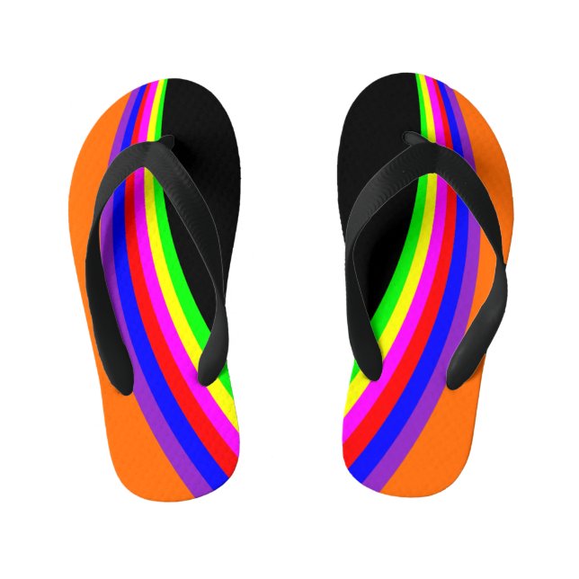 Kinder Modernes geometrisches Regenbogenfarben Str Kinderbadesandalen (Fußbett)