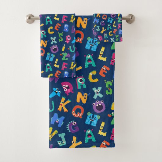 Kinder Monster ABC Albern Alphabet Monster Badhandtuch Set (Insitu)