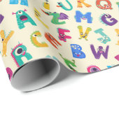 Kinder Monster ABC Albern Alphabet Monster Geschenkpapier (Rolleneckpunkt)