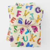 Kinder Monster ABC Albern Alphabet Monster Geschenkpapier Set (Beispiel)