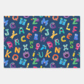 Kinder Monster ABC Albern Alphabet Monster Geschenkpapier Set (Vorderseite)