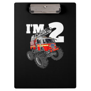 Kinder Monster Fire Truck 2. Geburtstag Junge 2 Kl Klemmbrett
