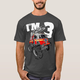 Kinder Monster Fire Truck 3. Geburtstag Junge 3 T-Shirt
