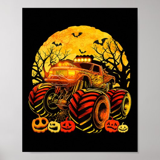 Kinder Monster LKW Halloween Kürbislaterne Boys T Poster (Vorne)