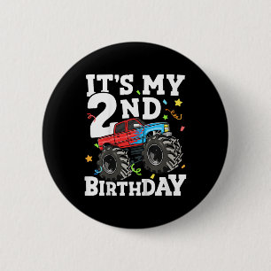 Kinder Monster LKW seinen 2. Geburtstag Junge zwei Button
