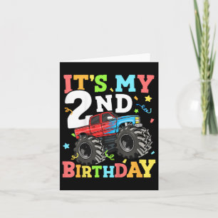 Kinder Monster LKW seinen 2. Geburtstag Junge zwei Karte