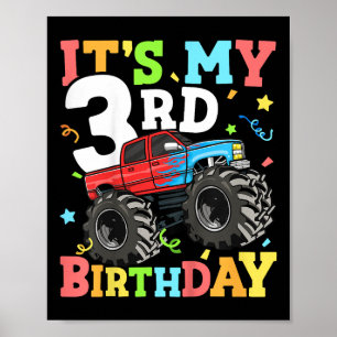 Kinder Monster LKW seinen 3. Geburtstag Junge 3 Poster