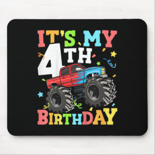 Kinder Monster LKW seinen 4. Geburtstag Junge 4 Vi Mousepad