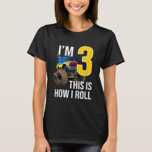 Kinder Monster Truck 3. Geburtstag 3 Jahre alt Bir T-Shirt
