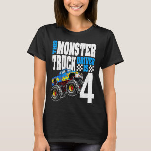 Kinder Monster Truck 4 Geburtstag 4 Jahre Altes Mo T-Shirt
