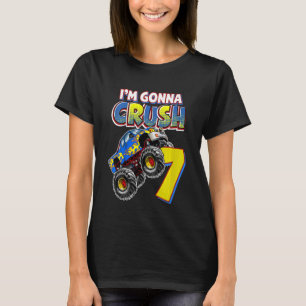 Kinder Monster Truck 7. Geburtstag 7 Jahre alt Bir T-Shirt