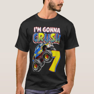 Kinder Monster Truck 7. Geburtstag 7 Jahre alt Bir T-Shirt
