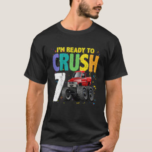 Kinder Monster Truck 7. Geburtstag Dinosaurier 7 S T-Shirt