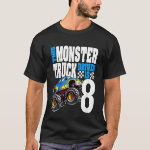 Kinder Monster Truck 8. Geburtstag 8 Jahre Altes M T-Shirt
