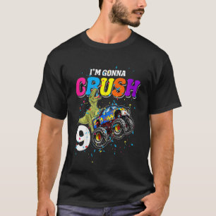 Kinder Monster Truck 9. Geburtstag 9 Jahre alt Bir T-Shirt