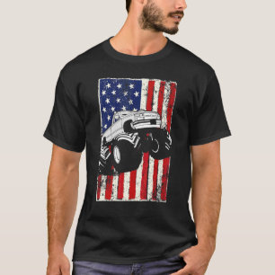 Kinder Monster Truck American Flag Racing Usa Patr T-Shirt