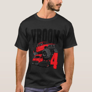 Kinder Monster Truck Birthday Vroom I m 4 T-Shirt
