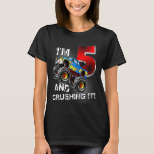 Kinder Monster Truck Geburtstag ich bin 5 und zerq T-Shirt