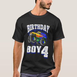 Kinder Monster Truck Geburtstag Junge ist 4 Kinder T-Shirt