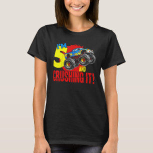 Kinder Monster Truck Geburtstag werde ich 5 zerque T-Shirt